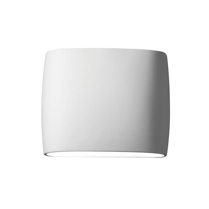 Justice Design Group Ambiance ADA Outdoor Ceramic Wide Oval Wall Sconce with Open Top & Bottom - Bisque