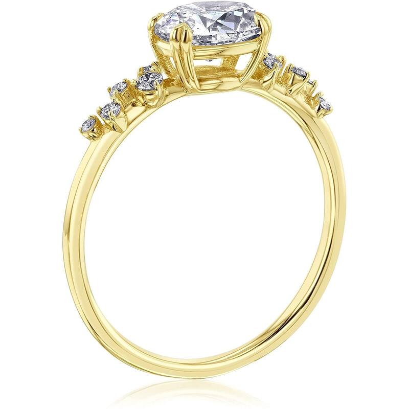 Kobelli 1.13 Carat Natural Diamond 14k Solid Yellow Gold Oval Speckled Diamond Ring (I/SI, I/SI)