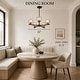preview thumbnail 7 of 9, Modern Industrial 5-Light Matte Black/Gold Chandelier Globe Glass Shades Pendant Light Fixture for Dining Room - 22" D x 14" H