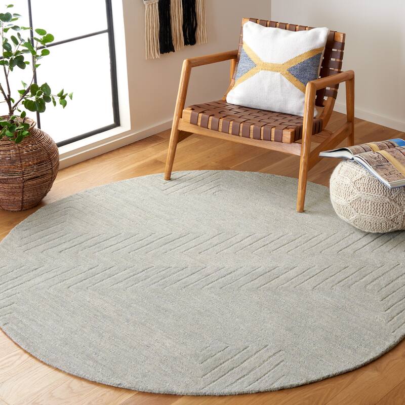 SAFAVIEH Handmade Chatham Natsuko Modern Wool Rug - 6' Round - Blue