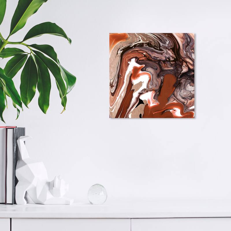 Wynwood Studio Canvas Abstract Maroon Brown and Dark Brown Modern & Contemporary Wall Art Canvas Print - 12 x 12
