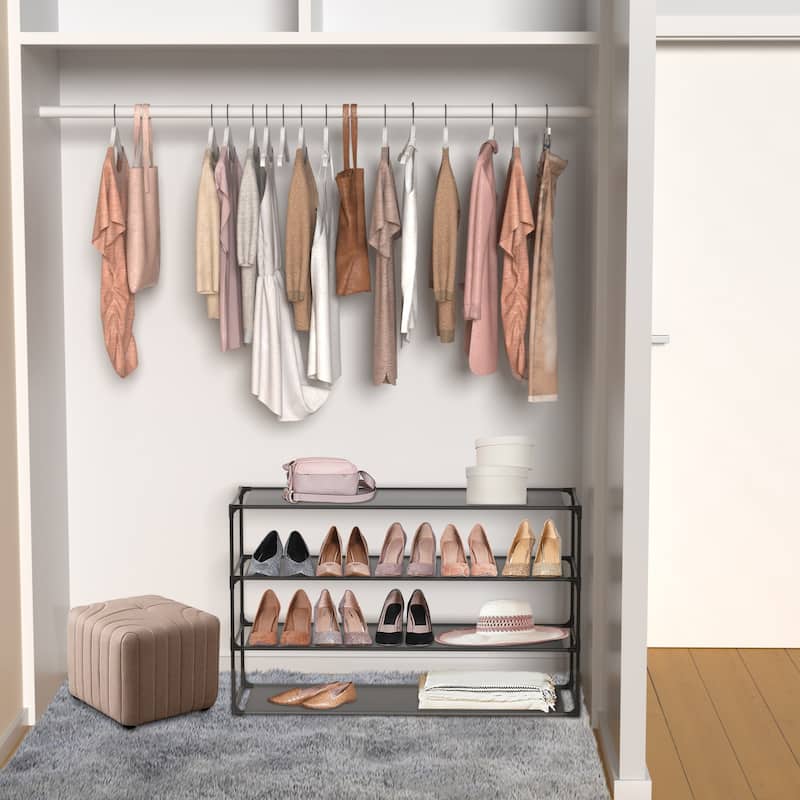 Modern Waterproof Shoe Rack Organizer Tower for Small Spaces Black