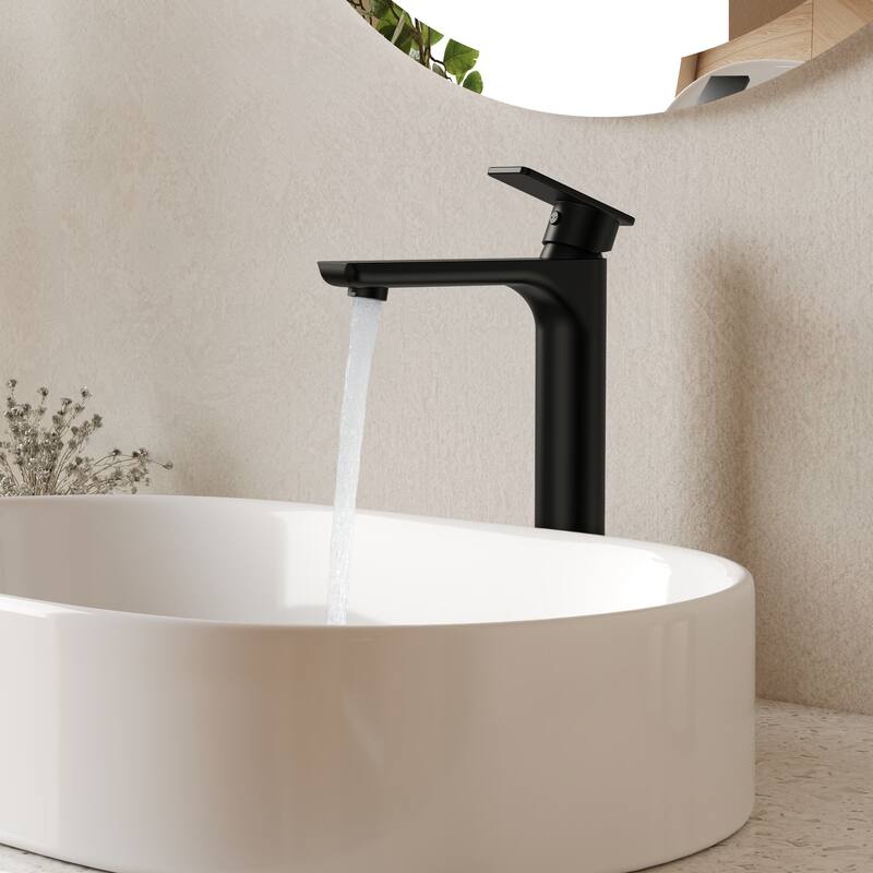 12" Height Bathroom Faucet, Single Handle Single Hole Sink Faucet Matte Black Spot Resistant