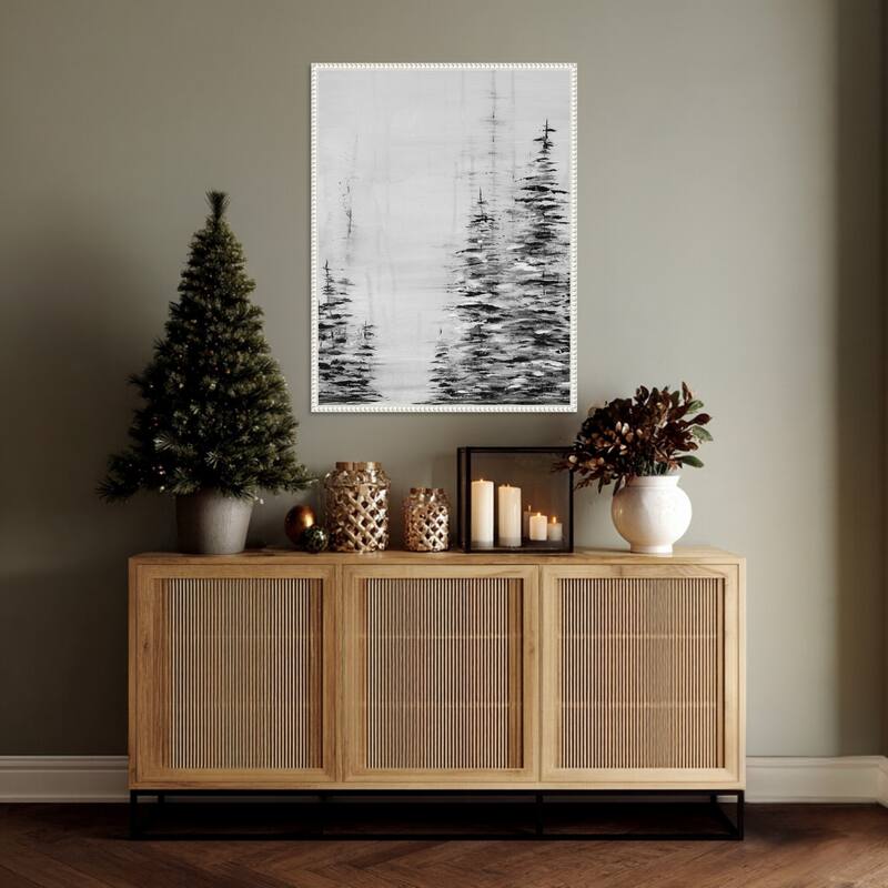 Woodsy II by Yvette St. Amant (23 x 30 in.), Framed Canvas Wall Art Print - Sylvie Beaded White