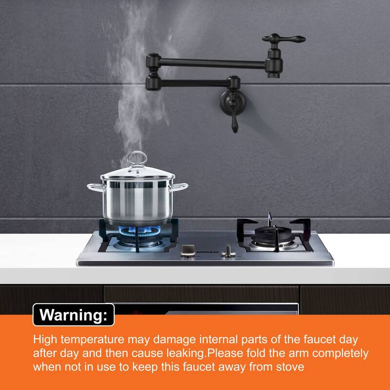 Pot Filler Faucet Commercial Wall Mount Kitchen Sink Faucet Modern Folding Stretchable Double Joint With Single Hole Two Handles