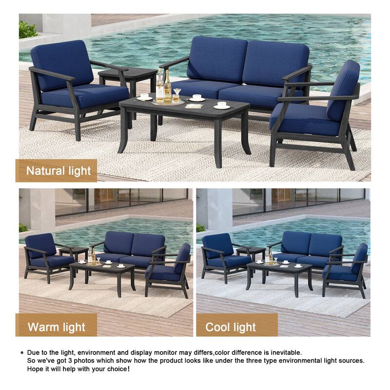 Outdoor Conversation Set Patio Chair, Loveseat with Tables