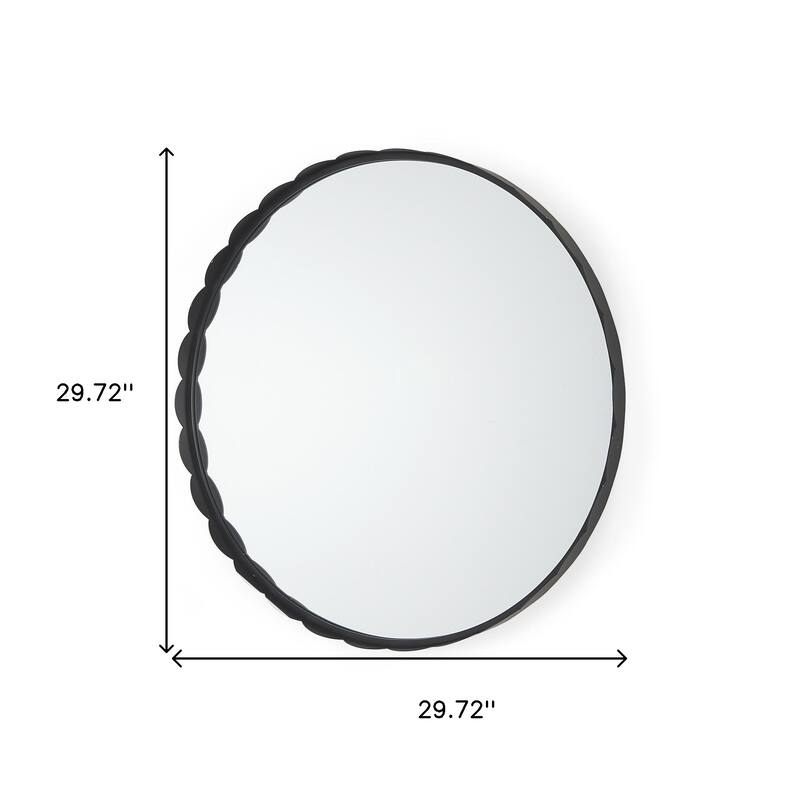 HomeRoots 30" Black Metal Scalloped Framed Accent Mirror - 29.72 in. x 29.72 in. x 1.97 in.