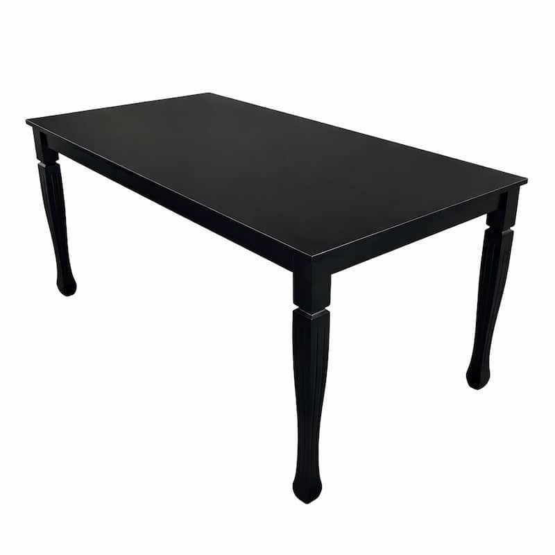 Modern 63 Inch Rectangular Dining Table, Black Finish Solid Rubberwood - Black