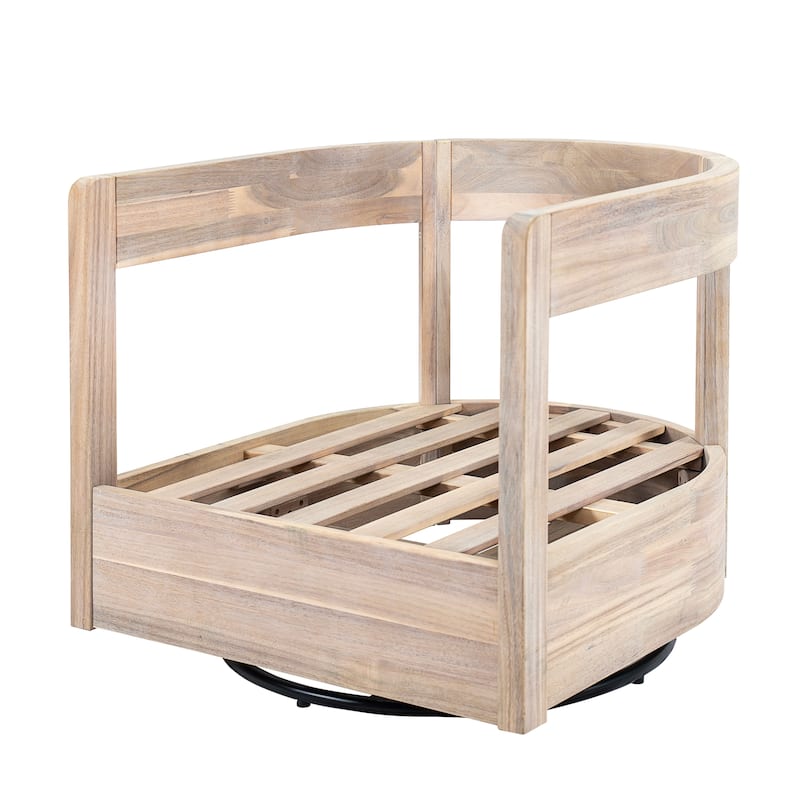 Christopher Knight Home - Telluride Modern Outdoor Solid Wood Swivel Club Chair with Cushioned Comfort