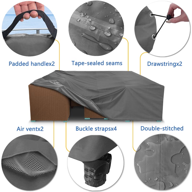 500D Patio Furniture Covers Thickening Outdoor Cover Protective - 110"x84"x28" - Grey