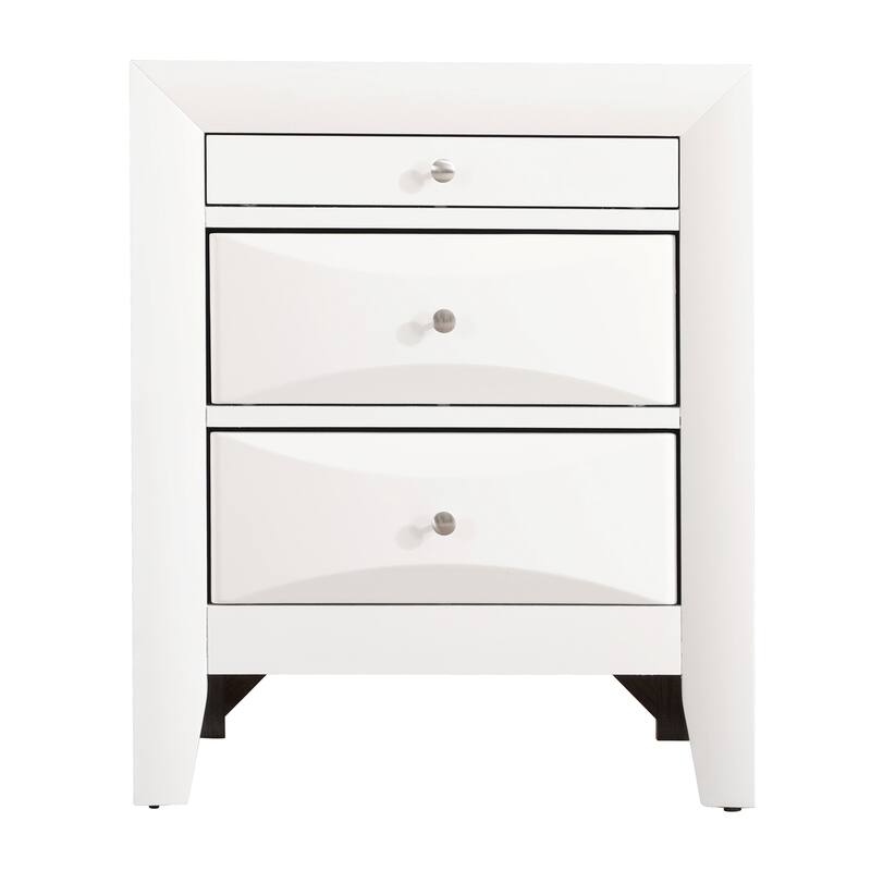 Solid Wooden Nightstand with Dovetailed Drawers - 28" - White