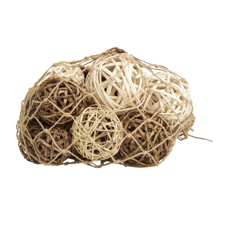 Dried Plant Handmade Orbs & Vase Filler with Fishnet Bag - Beige - Roche River Decor