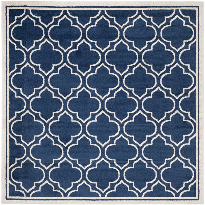 SAFAVIEH, Amherst Doraline Modern Rug - 7' Square - Navy/Ivory