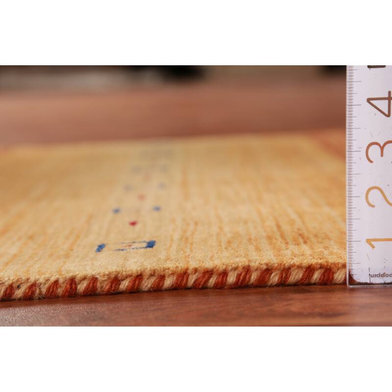 Hand Knotted Oriental 100% Wool Carpet Tribal Animal Pictorial Oranges & Rust Gabbeh Area Rug - 5' 0'' X 3' 0''