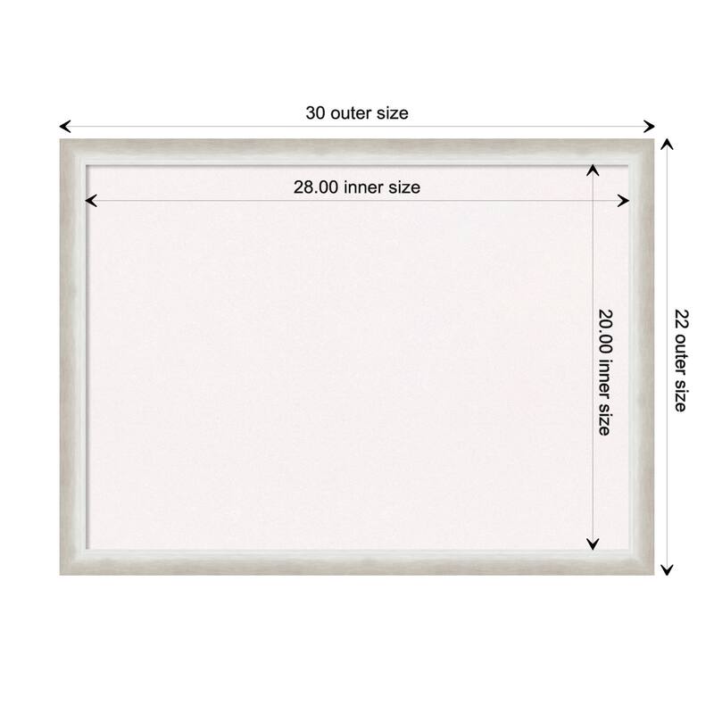 Two Tone Wood Framed White Corkboard Bulletin Board - Two Tone Silver - Board Size 28x20