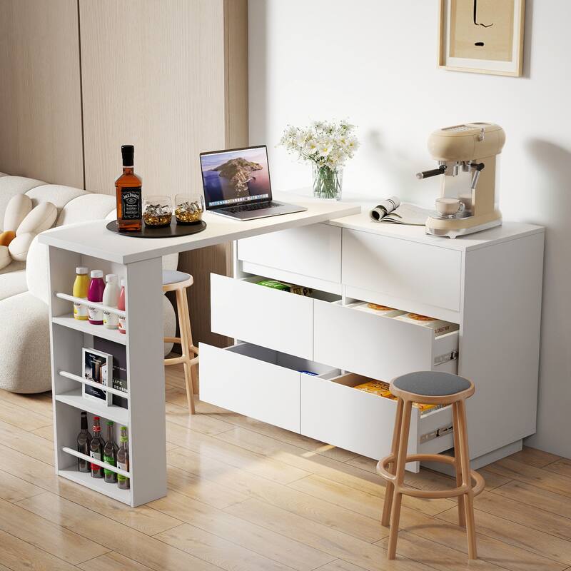 GDFStudio - Saly Modern Multi-Function Home Office Desk & Workstation with Storage, Drawers & Hutch