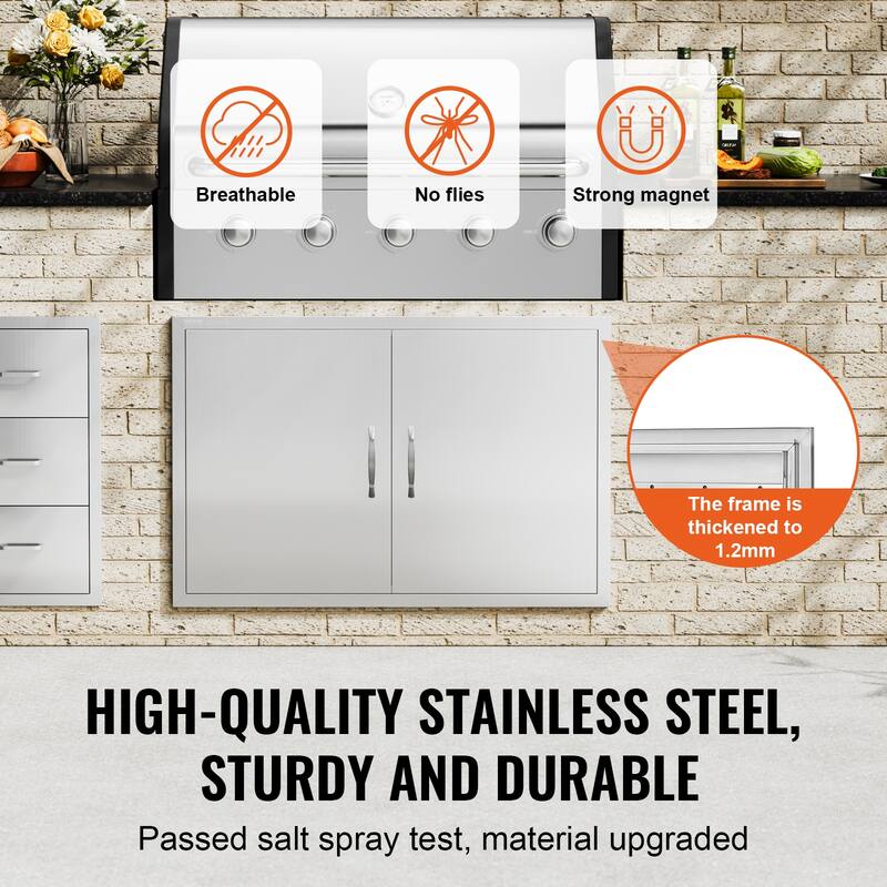 VEVOR BBQ Access Door, Stainless Steel Flush Mount, with Handles and Hooks