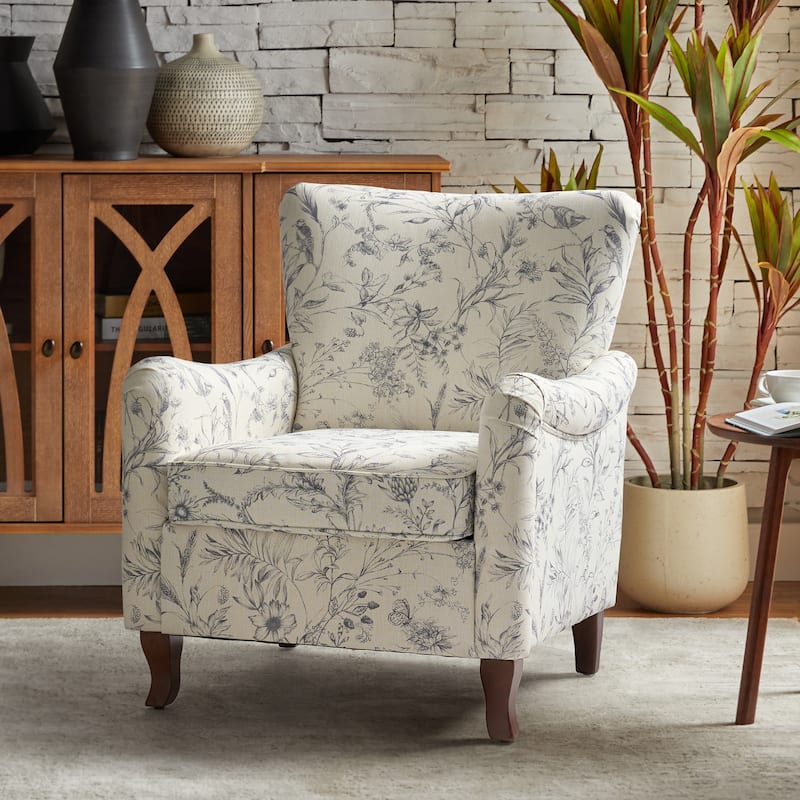 Samouel Modern Floral Upholstered Armchair with Wingback Design by HULALA HOME - Wildflower