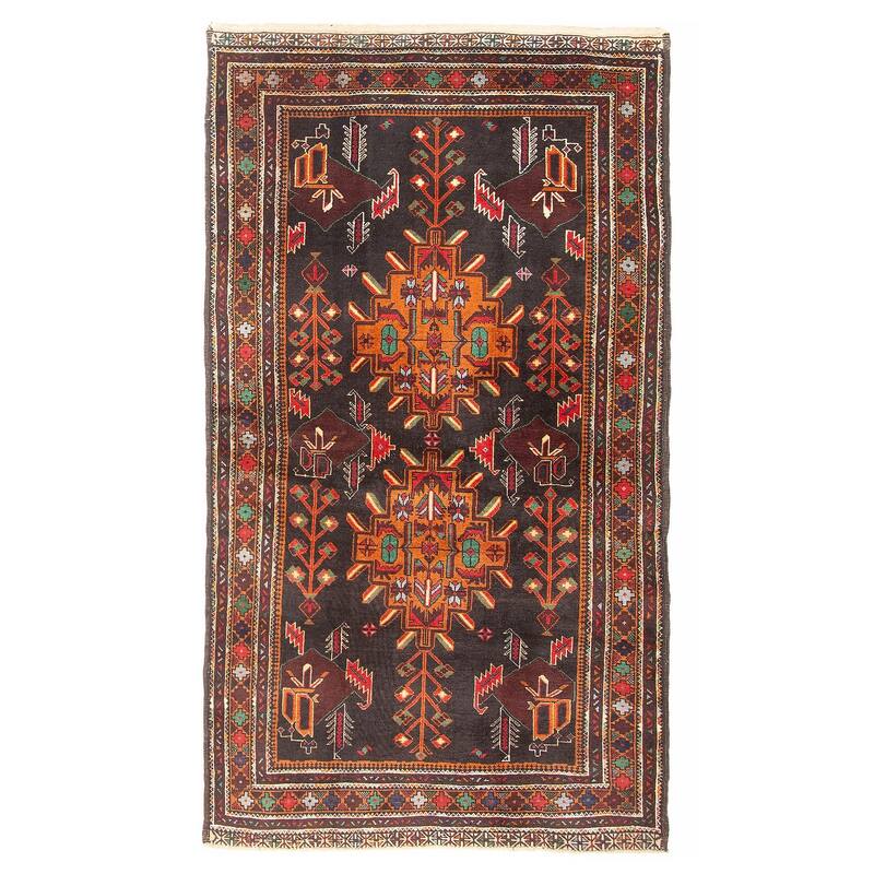 ECARPETGALLERY Hand-knotted Teimani Black Wool Rug - 3'7 x 6'3 - 3'7 x 6'3 - Black