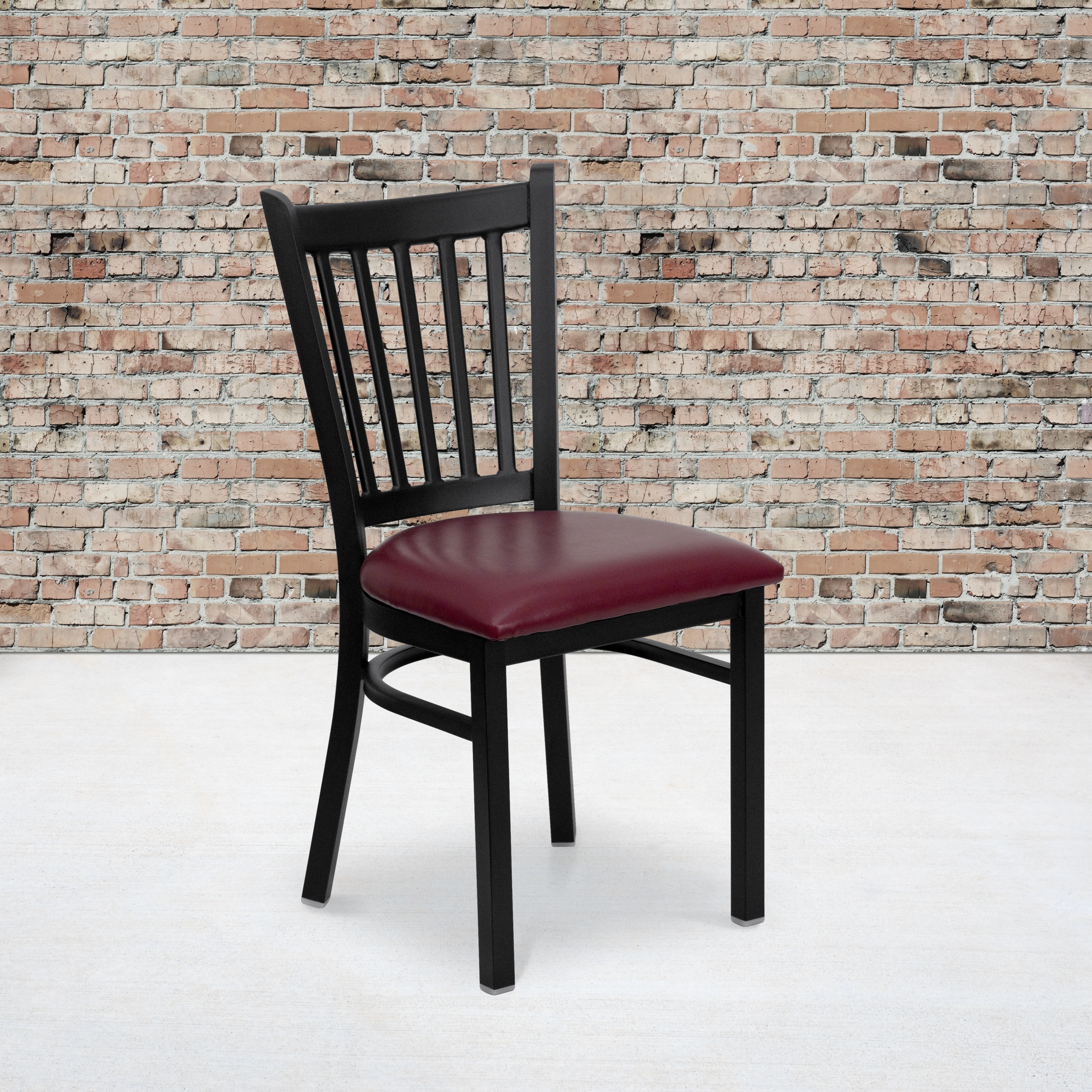 2 Pack Vertical Back Metal Restaurant Chair - 17"W x 20.25"D x 34.25"H