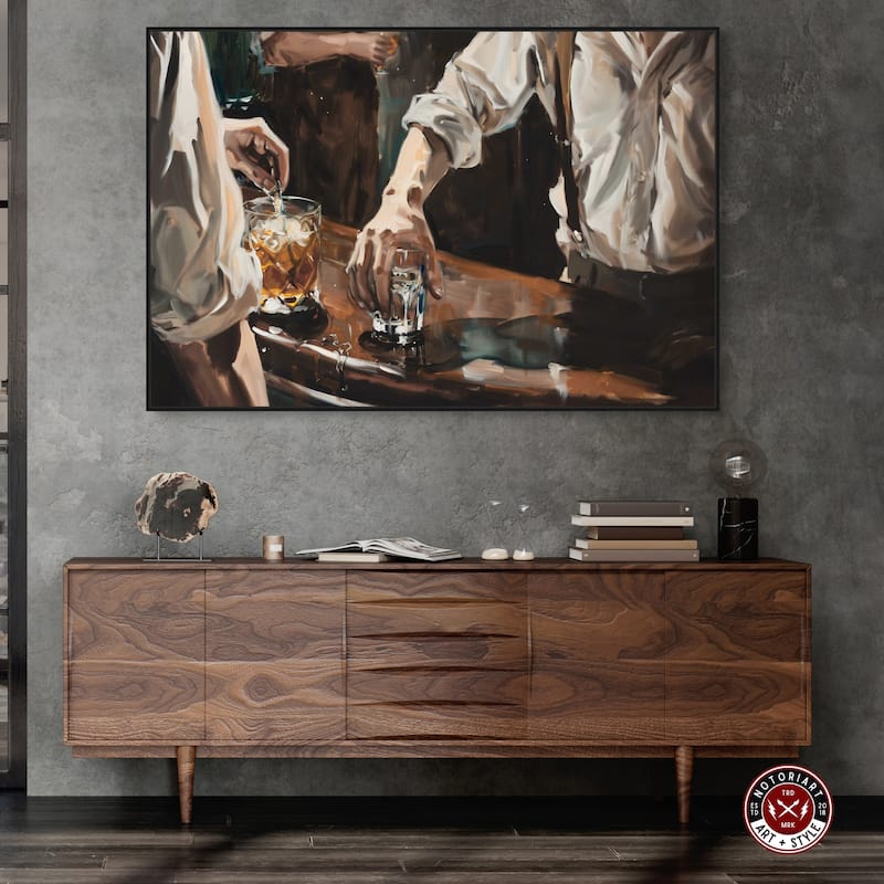 Notoriart Together For Drinks Framed Bar Cart Art For Men