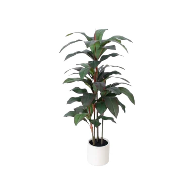 HomeRoots 47" Green Artificial Dracaena Tree in a White Pot - 7.48 in. x 47.24 in. x 7.87 in.