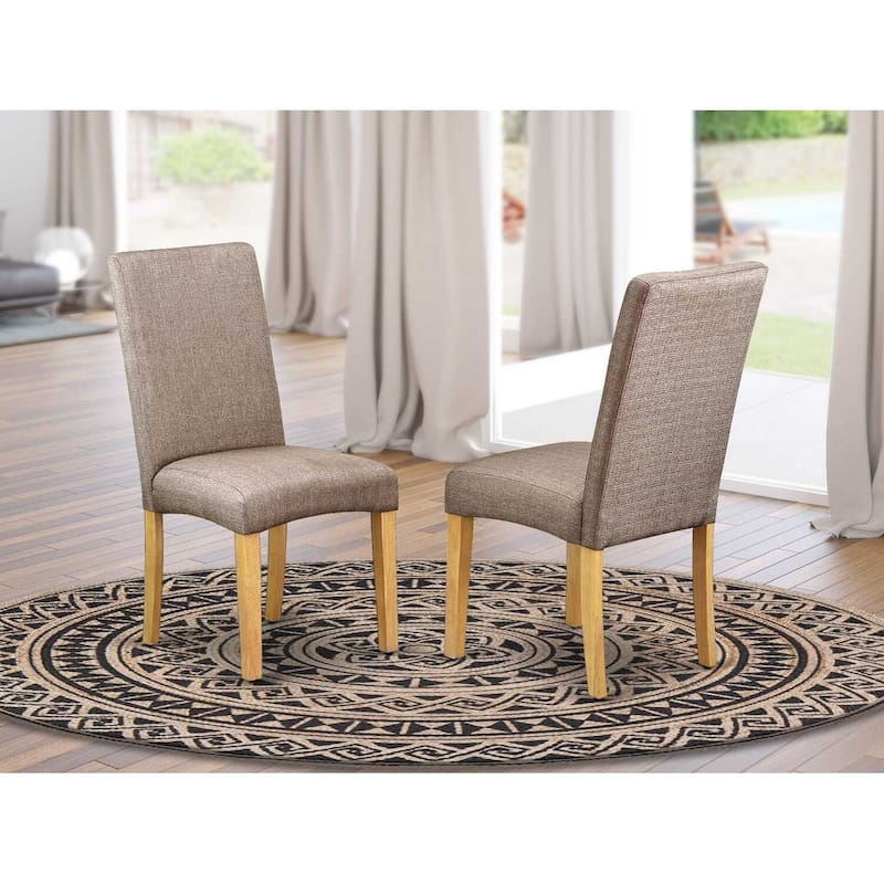 Parson Chair - Linen Fabric Seat, Oak Legs - Dining Room Accent Chair
