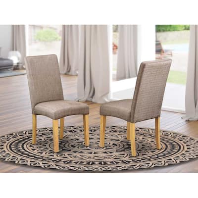 Parson Chair - Linen Fabric Seat, Oak Legs - Dining Room Accent Chair