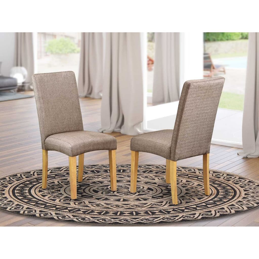 Parson Chair - Linen Fabric Seat, Oak Legs - Dining Room Accent Chair