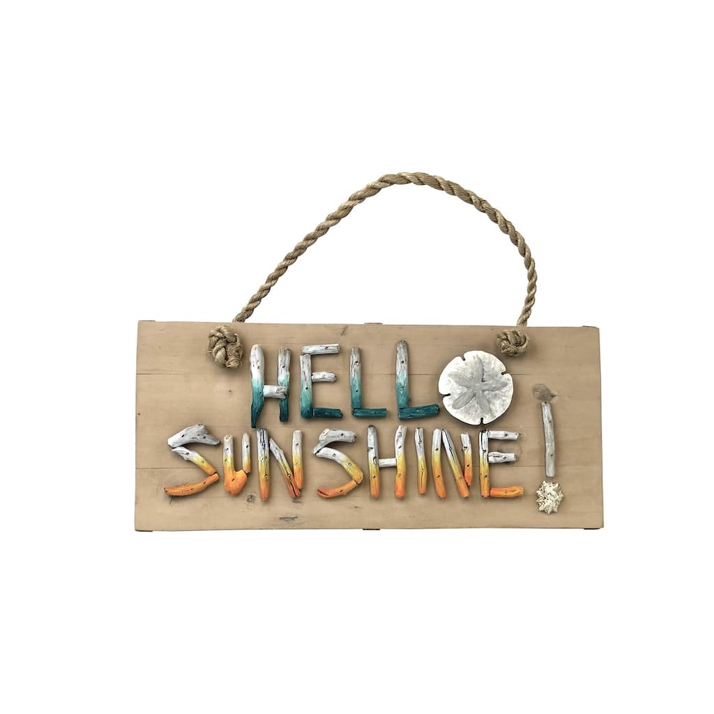 Reclaimed Wood Metal Hello Sunshine Plq Décor Decoration