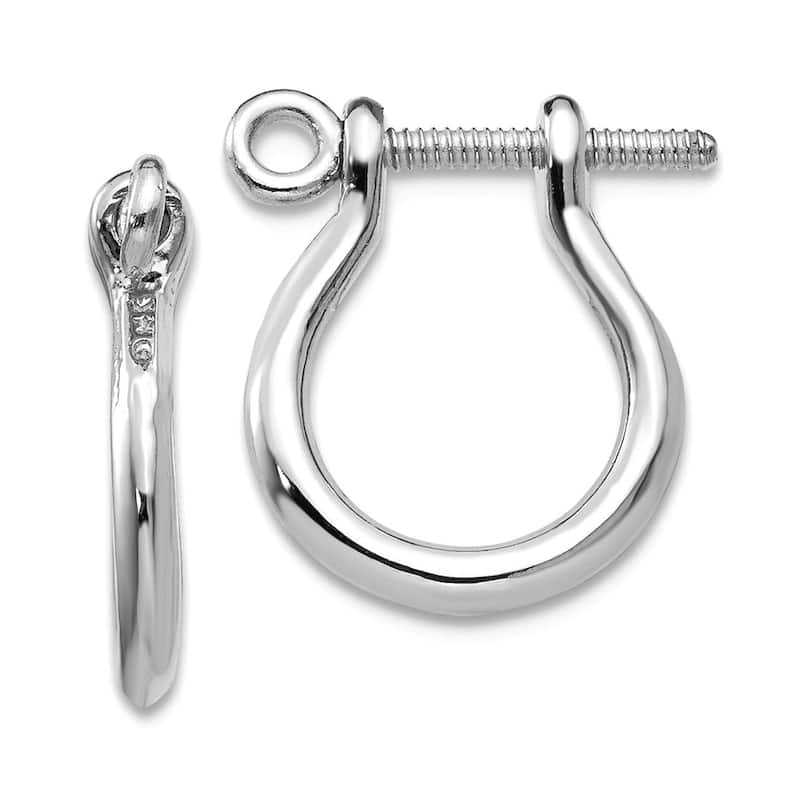 Curata 14k Yellow or White Gold Polished Shackle Link Screw-back Hoop Earrings 15x3mm