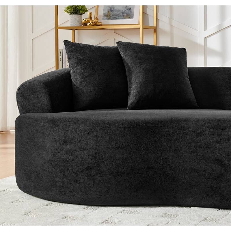 Modern Cloud 4 Seater Sectional Curved Sofa, Minimalist Compression Living Room Couch, No Assembly Needed, Chenille