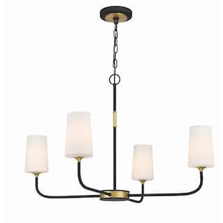 Niles 4 Light Black Forged & Modern Gold Chandelier - 34"W x 22.25"H