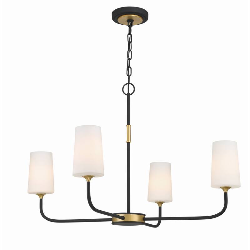Niles 4 Light Black Forged & Modern Gold Chandelier - 34"W x 22.25"H - 34"W x 22.25"H