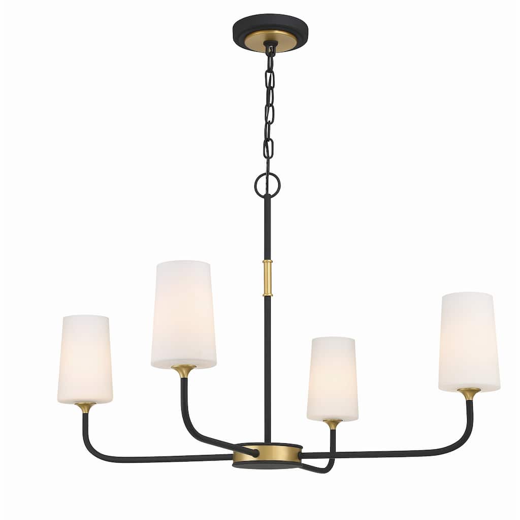 Niles 4 Light Black Forged & Modern Gold Chandelier - 34"W x 22.25"H