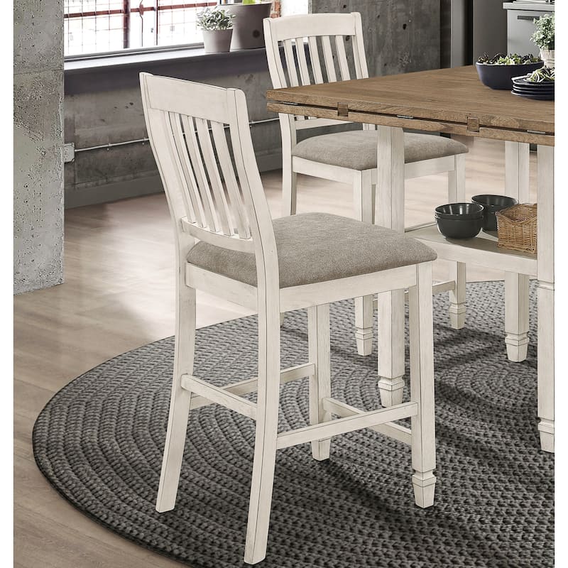 Farmhouse Solid Wood Slate Back with Upholstered Seat Counter Height Dining Stools (Set of 2)