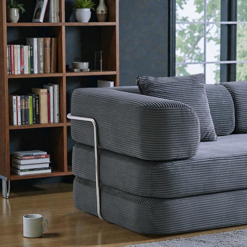 Convertible Floor Couch Sofa Bed with Blanket Pillow, Compressed Modular Lounge Sleeper for Living Room Bedroom