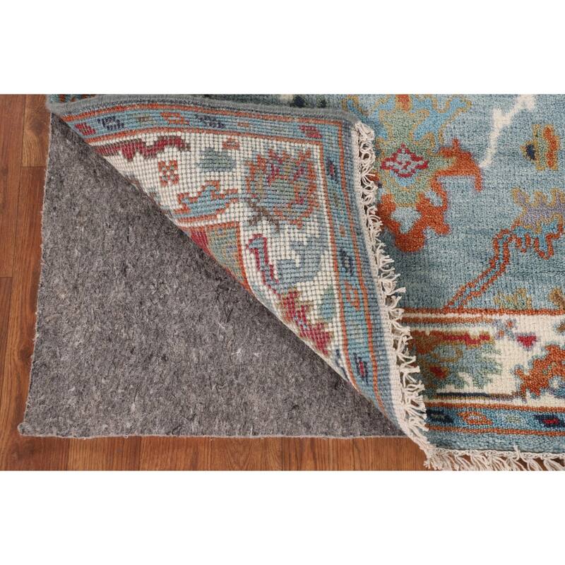 Transitional Blue Oushak Oriental Accent Rug Handmade Wool Carpet - 3'1"x 4'10"