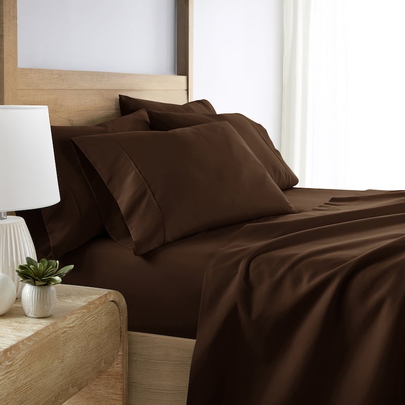 Becky Cameron Double Brushed Deep Pocket 6 Piece Sheet Set - Twin - Chocolate