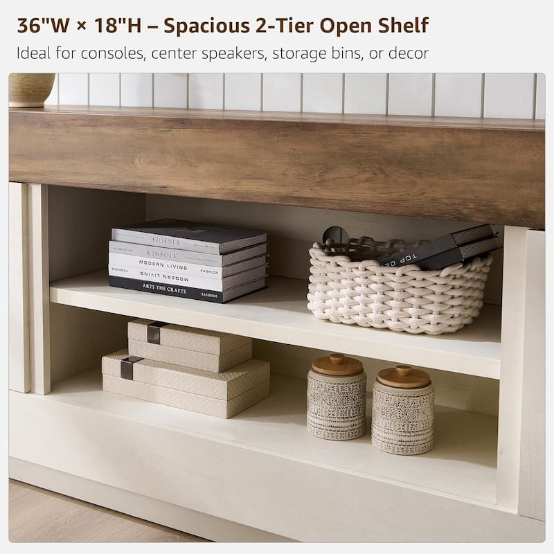 Modern TV Stand, Entertainment Center for TVs Up to 80", Thick Wood