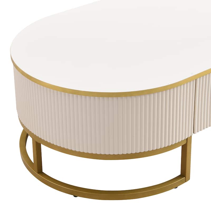 Oval Coffee Table with Drawers