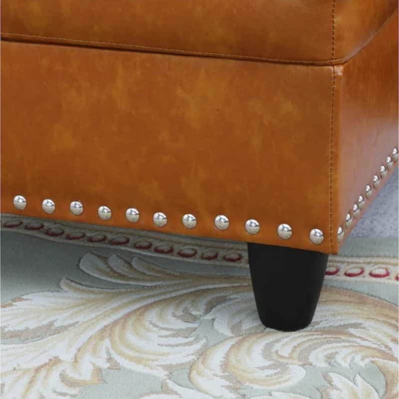 98" Faux Leather L-Shaped Sectional Sofa with Pillows & Cup Holders