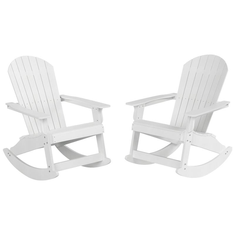 Vineyard HIPS Outdoor Eco-Friendly All Weather Seashell Rocking Adirondack Chairs (Set of 2)