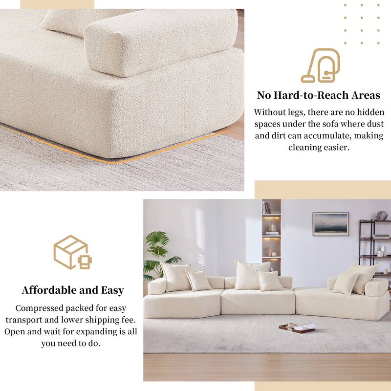 Oversized Modular Sofa,Luxury Boucle Floor Couch Set,Free Combination