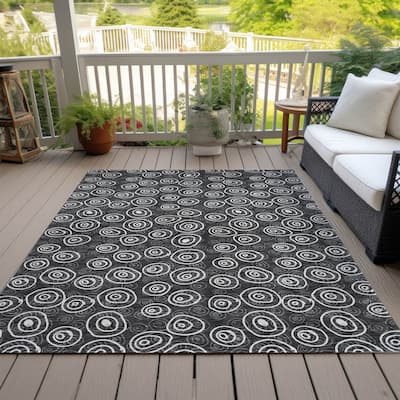 Machine Washable Indoor/ Outdoor Chantille Modern Bubbles Rug