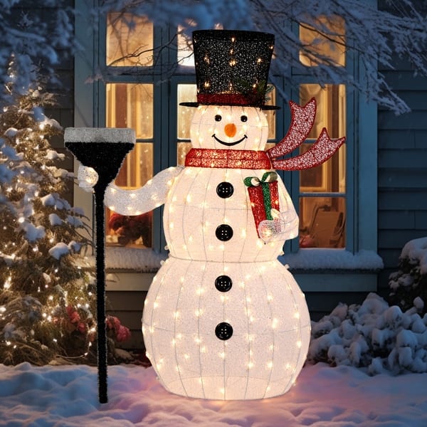 slide 2 of 8, Lighted Christmas Snowman Outdoor Decorations - White 70CM Base