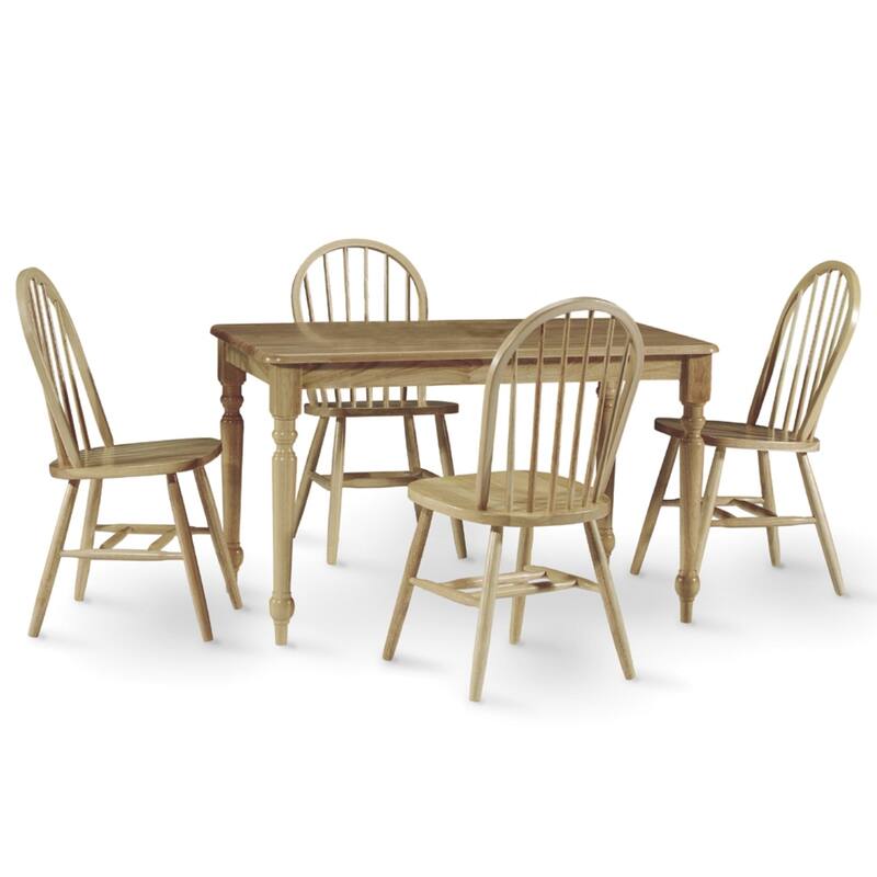International Concepts Wood Table with 4 Windsor Chairs - Set of 5