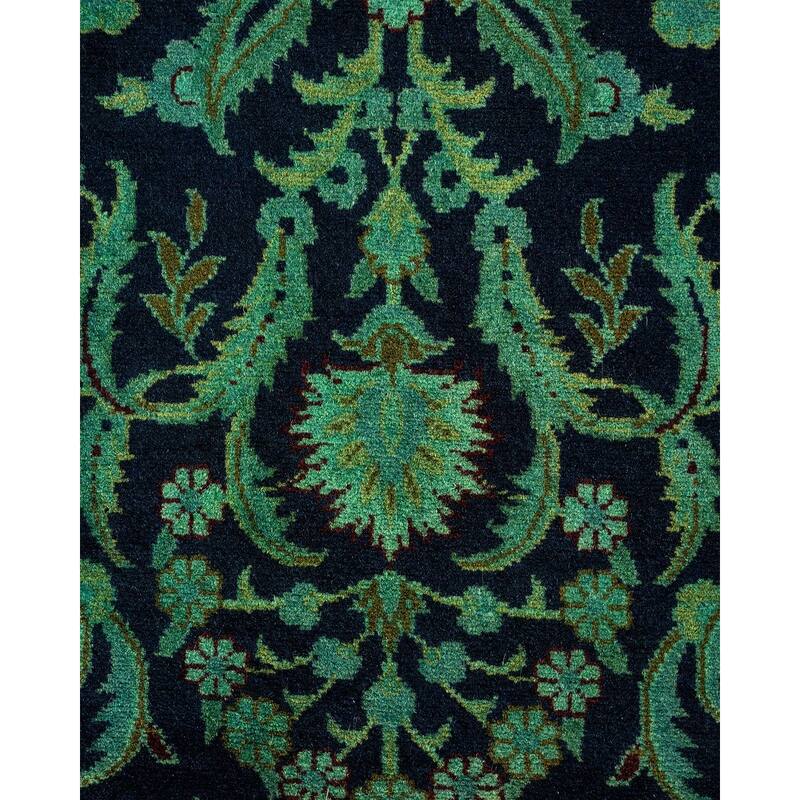 Overton Hand Knotted Wool Vintage Inspired Modern Contemporary Overdyed Black Area Rug - 3' 1" x 5' 5"