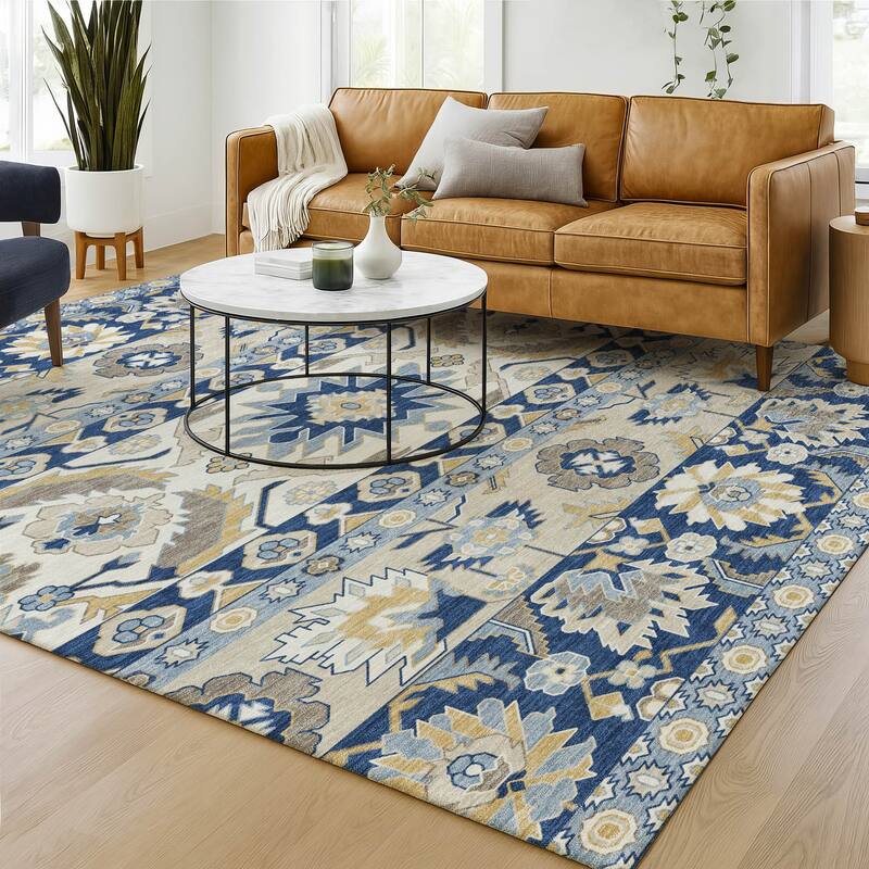 Machine Washable Indoor/ Outdoor Traditional Aspen Chantille Rug
