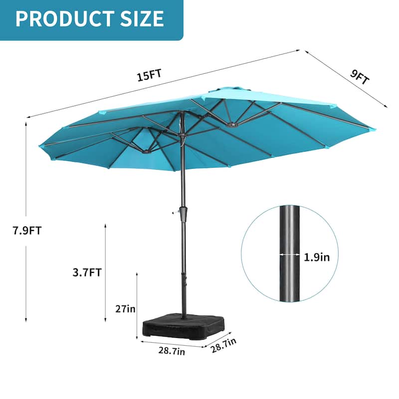 Ainfox 13FT/15FT Patio Umbrella Large Outdoor Umbrella with Base